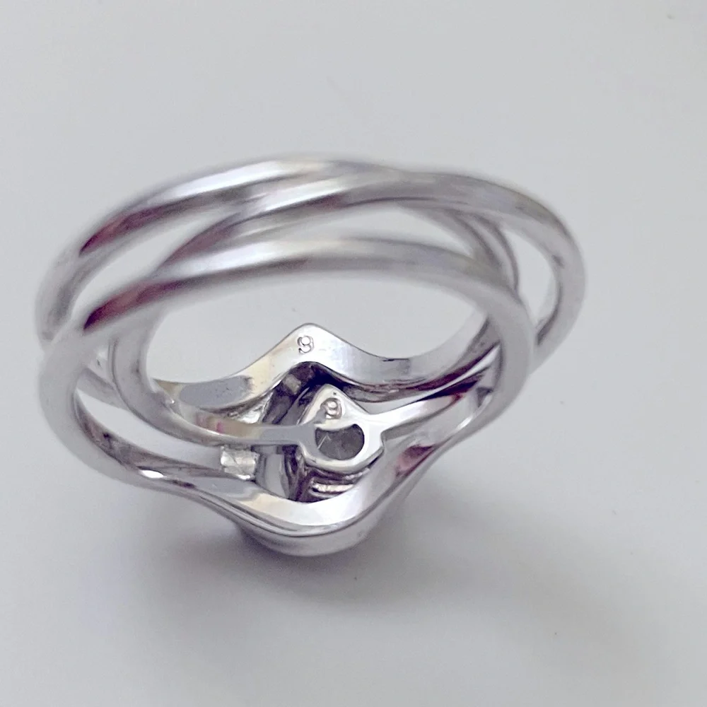 2pcs Elegant Silver Women's Ring 9